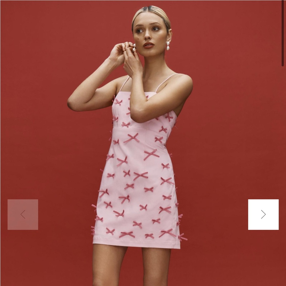Anthropologie Pink Bow Mini Dress